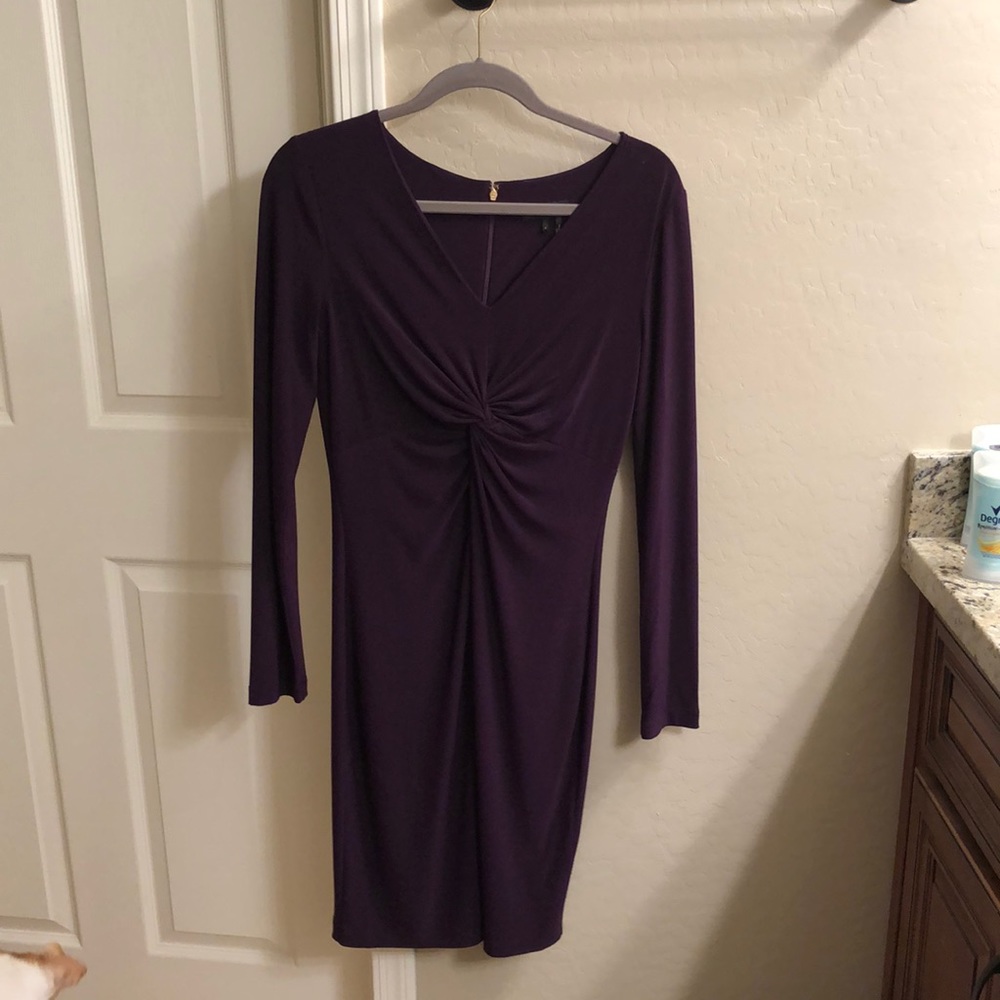 Donna Karan purple knot front dress